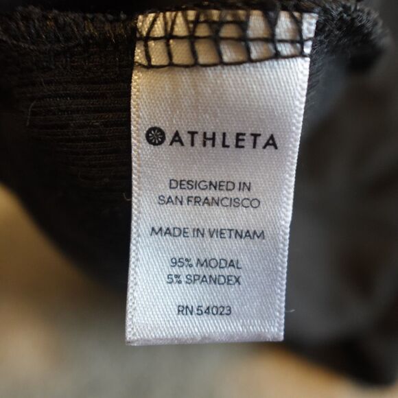 Athleta Women Small Pullover Oversize Short Sleeve Ribbed Hi Lo Hem Black - Picture 5 of 7